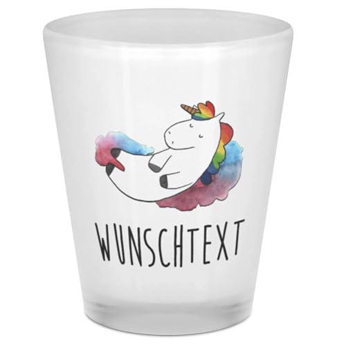 Mr. & Mrs. Panda Personalisiertes Schnapsglas Einhorn Wolke 7, Premium Glas, 40 ml von Mr. & Mrs. Panda