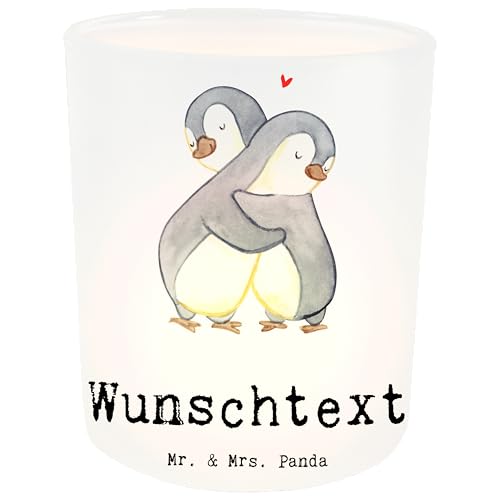 Mr. & Mrs. Panda Personalisiertes Windlicht Frau - Personalisierte Geschenke, Personalisierter Teelichthalter, selbst gestalten, Geschenk, von Mr. & Mrs. Panda