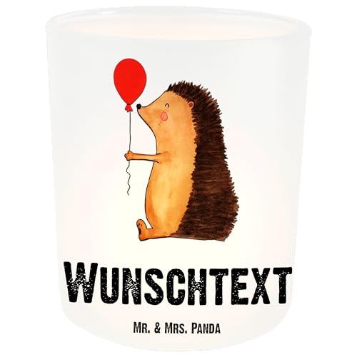 Mr. & Mrs. Panda Personalisiertes Windlicht Igel Luftballon - Personalisierte Geschenke, Kerzenglas mit Namen, Personalisiertes Teelicht, lustige von Mr. & Mrs. Panda