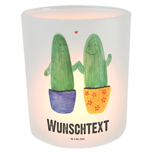 Mr. & Mrs. Panda Personalisiertes Windlicht Kaktus Liebe - Personalisierte Geschenke, Freundschaft, Liebesbeweis, Personalisierte Kerze, Hochzeit, von Mr. & Mrs. Panda