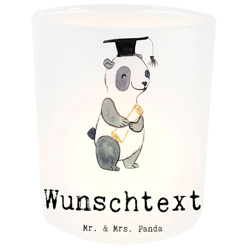 Mr. & Mrs. Panda Personalisiertes Windlicht Panda Bachelor - Personalisierte Geschenke, Geburtstagsgeschenk, Teelicht mit Namen, Teelichtglas mit von Mr. & Mrs. Panda