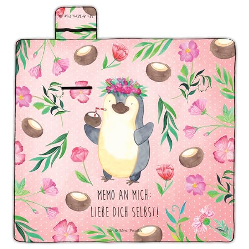 Mr. & Mrs. Panda Picknickdecke Pinguin Kokosnuss - Geschenk, erholt, Urlaub, Aloha, Campingdecke, Ferien, Stranddecke, entspannt von Mr. & Mrs. Panda