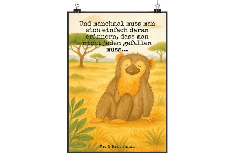 Mr. & Mrs. Panda Poster Affe Design DIN A5 - Weiß - Geschenk, Bild, poster, Poster, Wanddeko, Affe (Packung, 1 St), Lebendige Farben von Mr. & Mrs. Panda