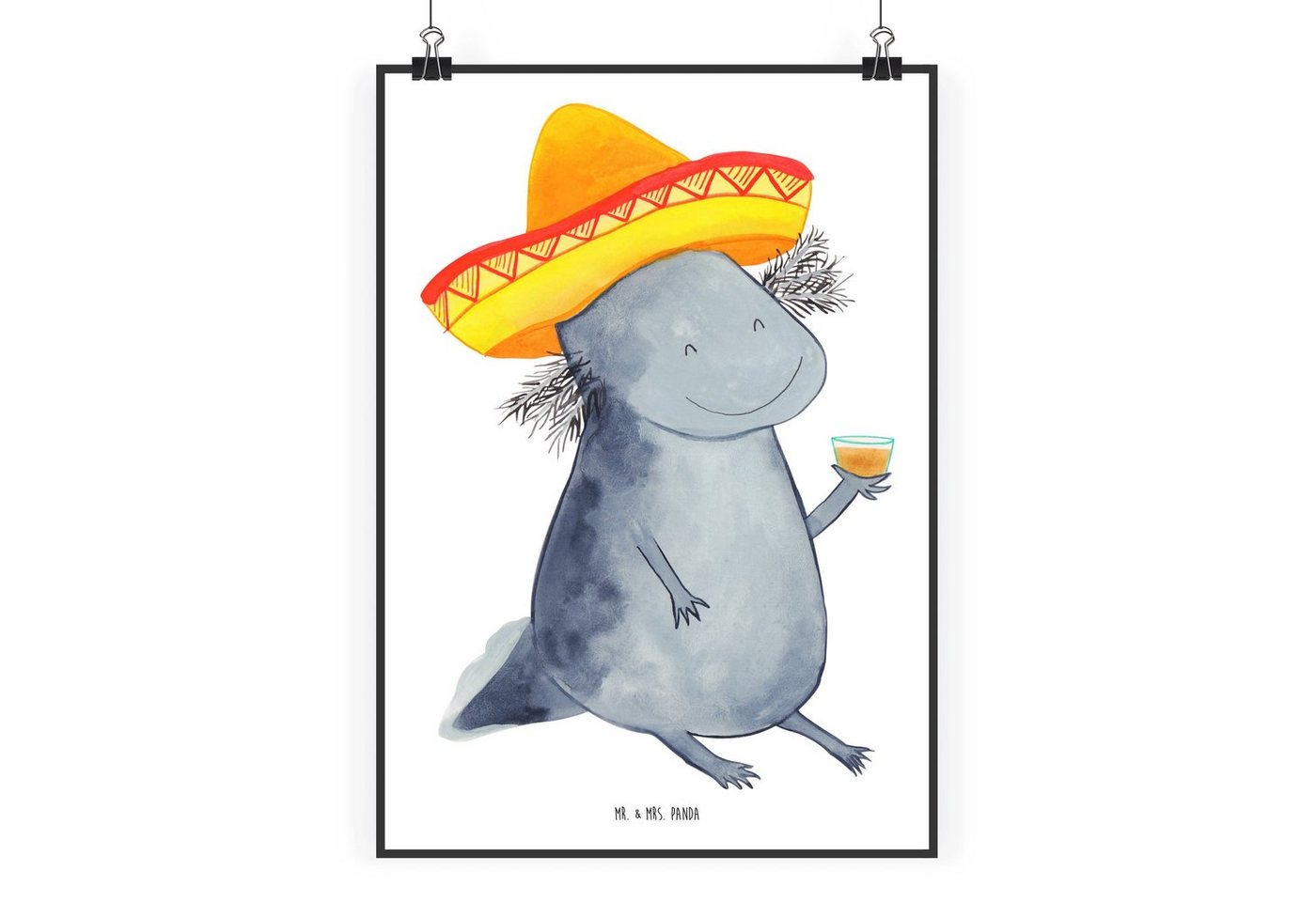 Mr. & Mrs. Panda Poster Axolotl Tequila, Kinderposter, Posterdruck, Wanddekoration, Axolotl Tequila (1 St), Lebendige Farben von Mr. & Mrs. Panda