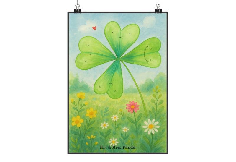 Mr. & Mrs. Panda Poster Blume Kleeblatt Design DIN A0 - Weiß - Geschenk, Garten, Pflanzen, Gl, Kleeblatt (Packung, 1 St), Inspirierende Designs von Mr. & Mrs. Panda