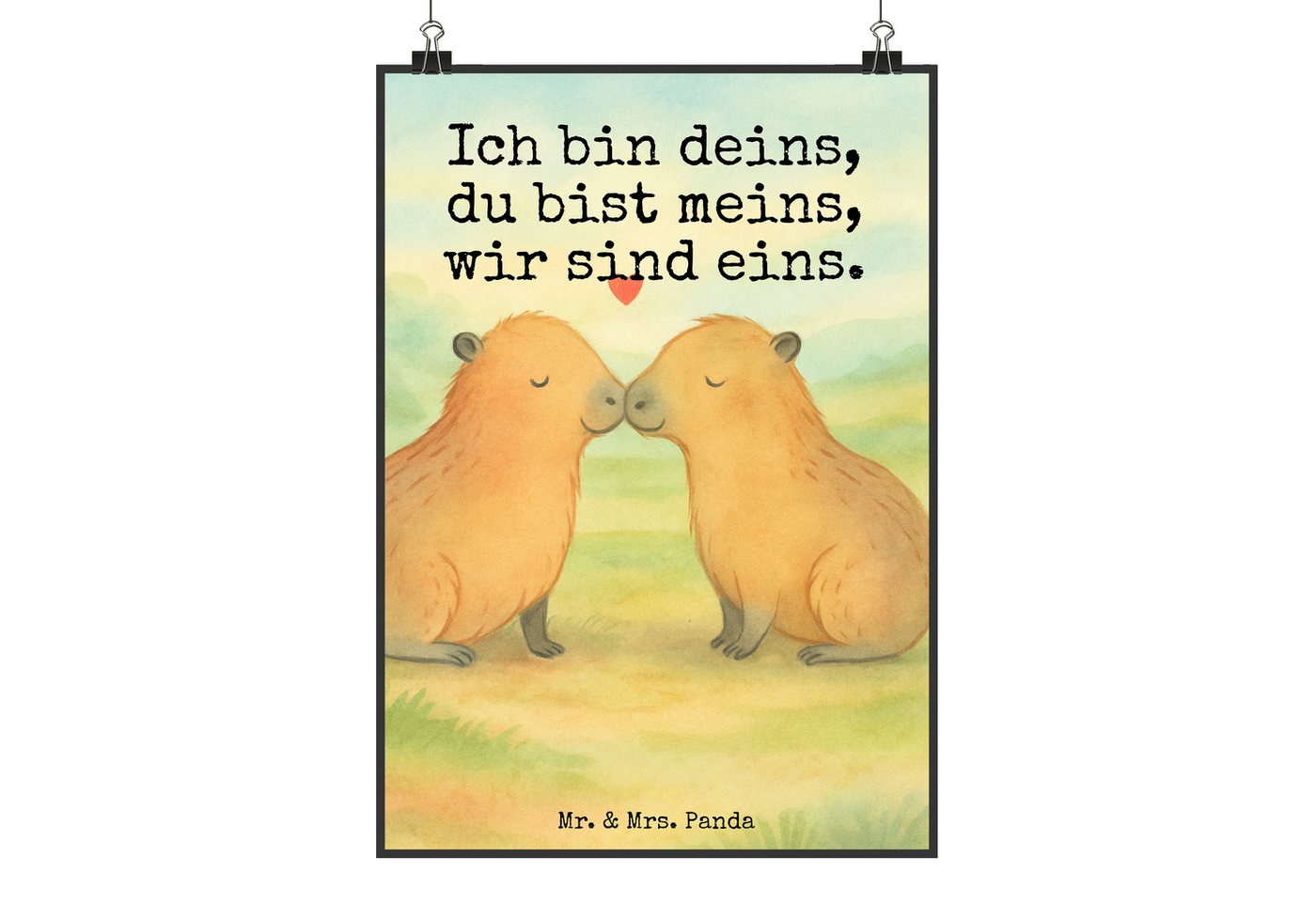 Mr. & Mrs. Panda Poster Capybara Liebe Design DIN A0 - Weiß - Geschenk, Poster, Wanddeko Bild, Capybara Liebe (Packung, 1 St), Inspiration von Mr. & Mrs. Panda