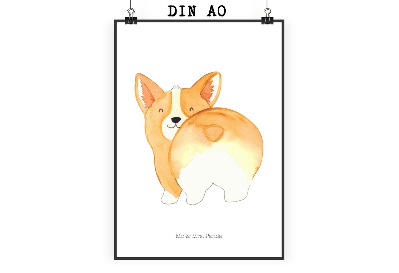 Mr. & Mrs. Panda Poster DIN A0 Corgi Po - Weiß - Geschenk, Hundespruch, Raumdekoration, Motiv, Corgie Po (1 St), Elegant & Gemütlich von Mr. & Mrs. Panda