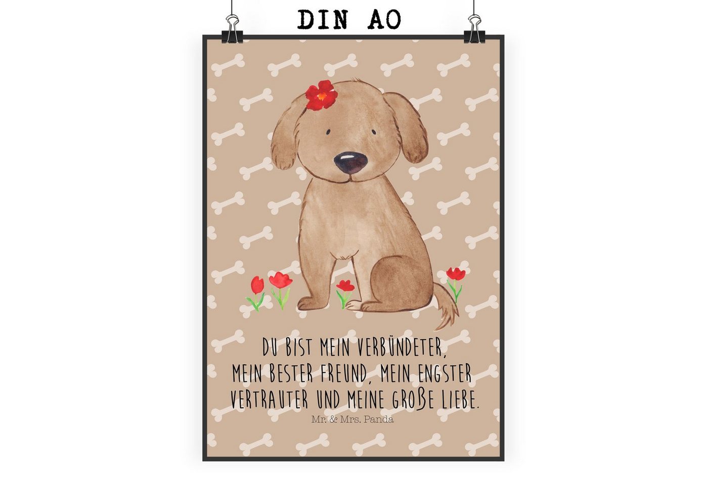 Mr. & Mrs. Panda Poster DIN A0 Hund Dame - Hundeglück - Geschenk, Kunstdruck, Poster, Hundeli, Hund Hundedame (1 St), Herzliche Sprüche, liebevolles Bild von Mr. & Mrs. Panda