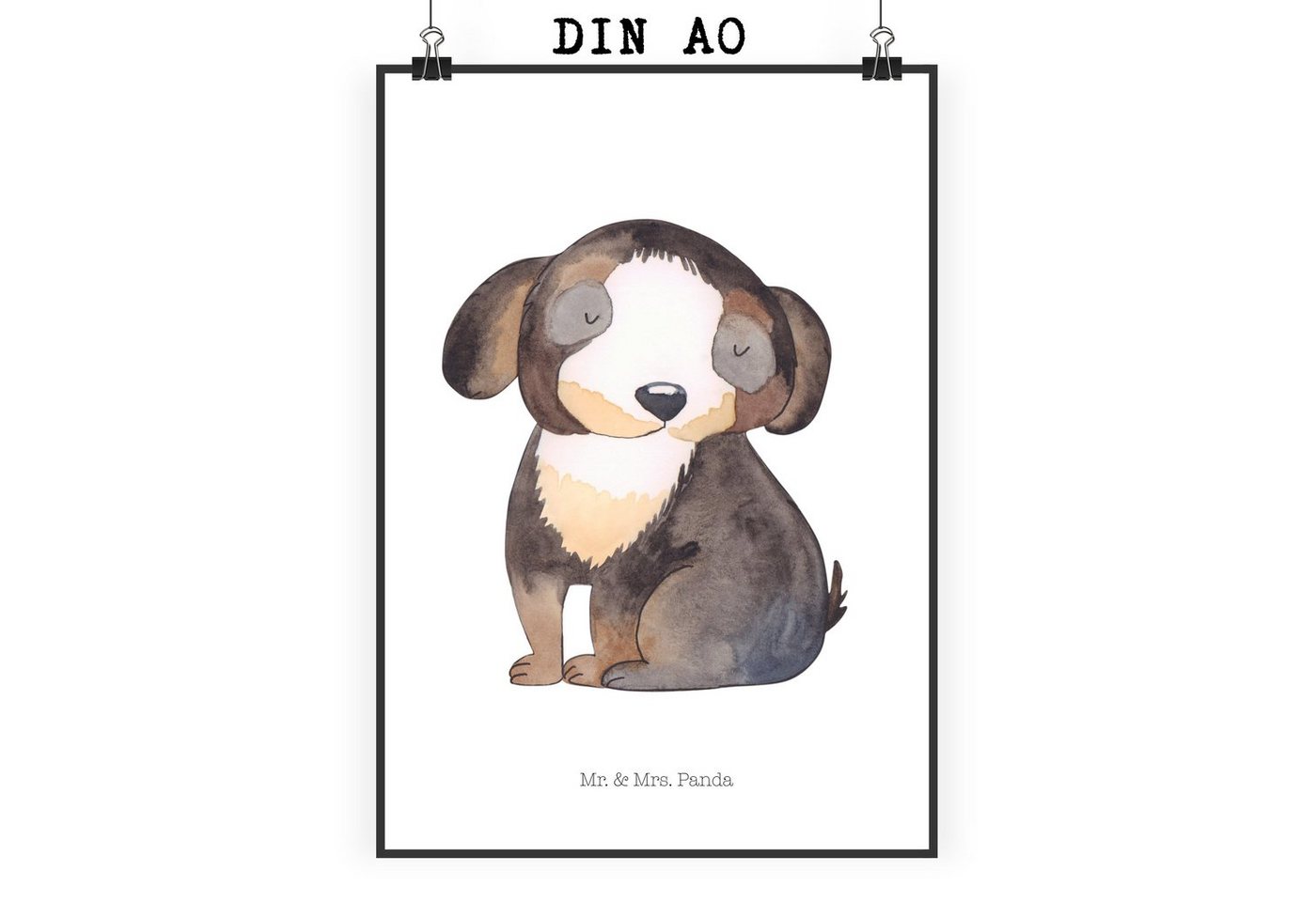 Mr. & Mrs. Panda Poster DIN A0 Hund Entspannen - Weiß - Geschenk, Hundeliebe, Wanddeko Bild, Hund entspannt (1 St), Herzliche Sprüche, liebevolles Bild von Mr. & Mrs. Panda