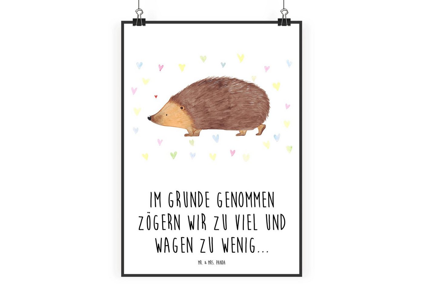 Mr. & Mrs. Panda Poster DIN A0 Igel Herzen - Weiß - Geschenk, Tiermotive, Kuss, Designposter, Igel Herzen (1 St), Einzigartige Designs von Mr. & Mrs. Panda