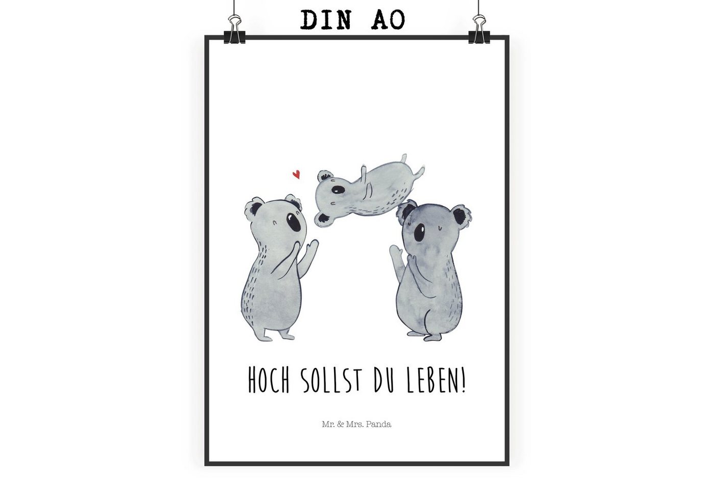 Mr. & Mrs. Panda Poster DIN A0 Koalas Feiern - Weiß - Geschenk, Raumdekoration, Geburtstag, G, Koala Feiern Sich (1 St), Einzigartige Designs von Mr. & Mrs. Panda