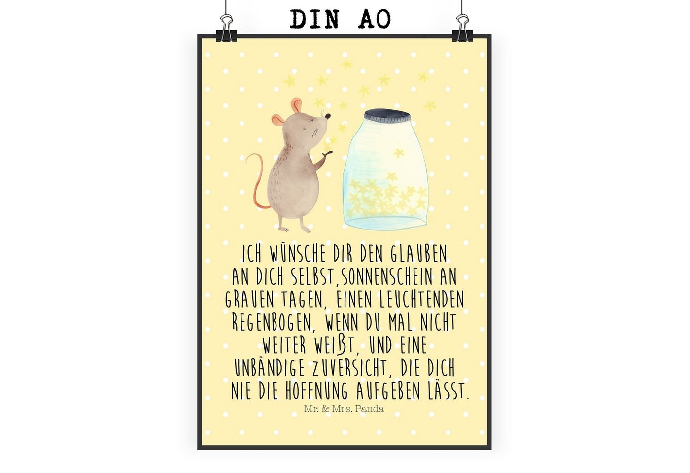 Mr. & Mrs. Panda Poster DIN A0 Maus Sterne - Gelb Pastell - Geschenk, Wanddeko, lustige Sprüc, Maus Sterne (1 St) von Mr. & Mrs. Panda