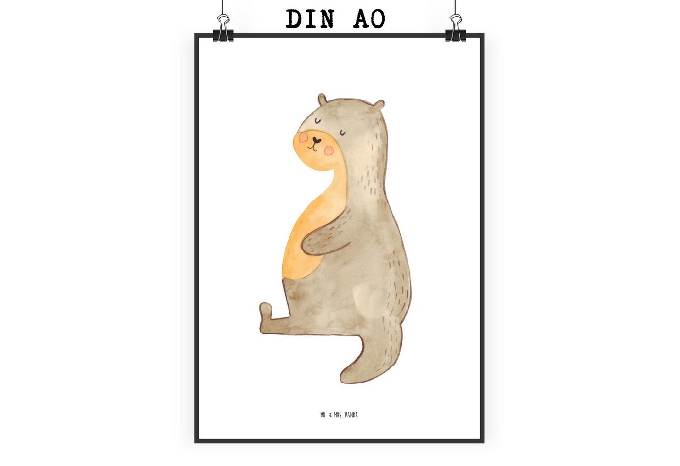 Mr. & Mrs. Panda Poster DIN A0 Otter Bauch - Weiß - Geschenk, Wanddeko, Poster, Kinderposter, Otter Bauch (1 St), Moderne Kunst, kreative Motive von Mr. & Mrs. Panda