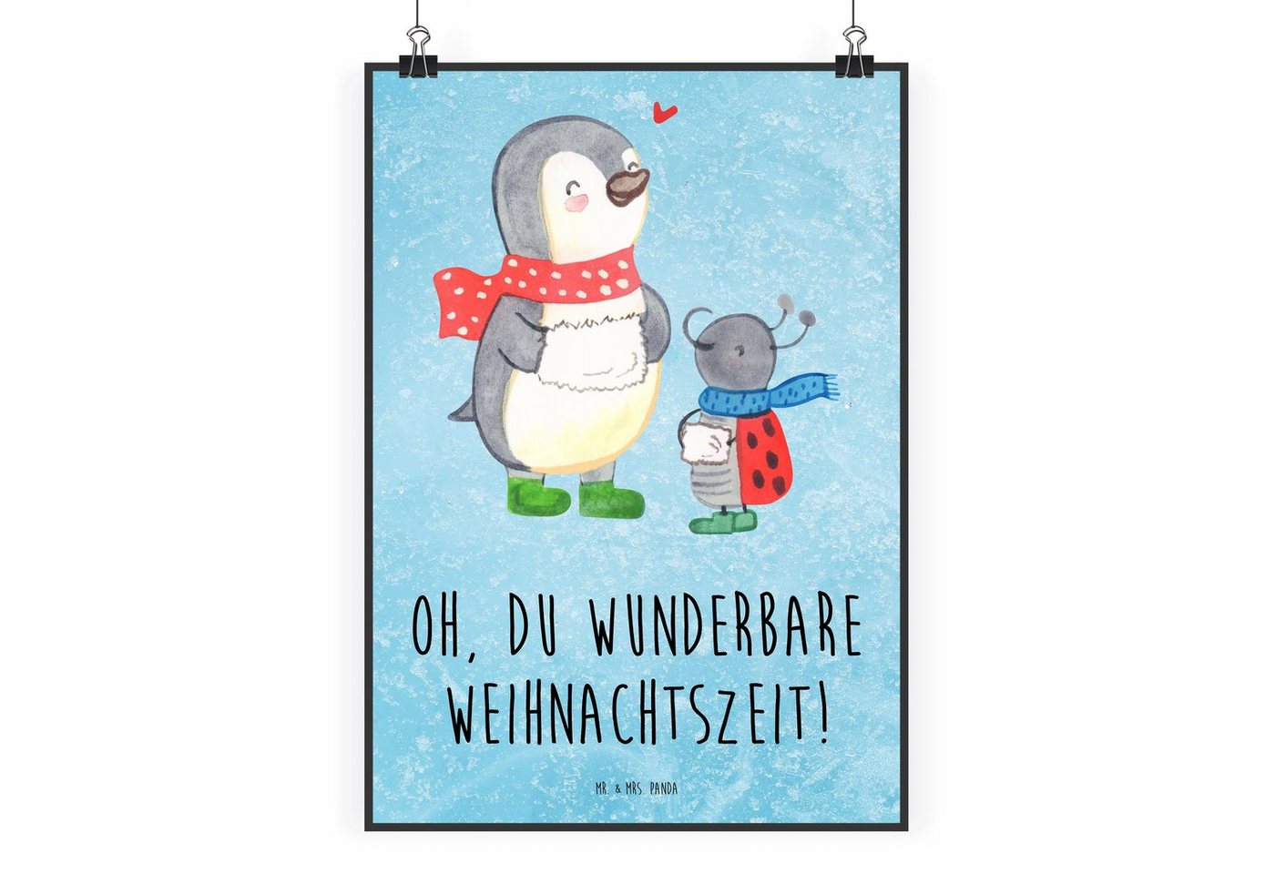 Mr. & Mrs. Panda Poster DIN A0 Smörle Winterzeit - Eisblau - Geschenk, Weihnachtsdeko, Advent, Smörle Winterzeit (1 St), Einzigartige Designs von Mr. & Mrs. Panda