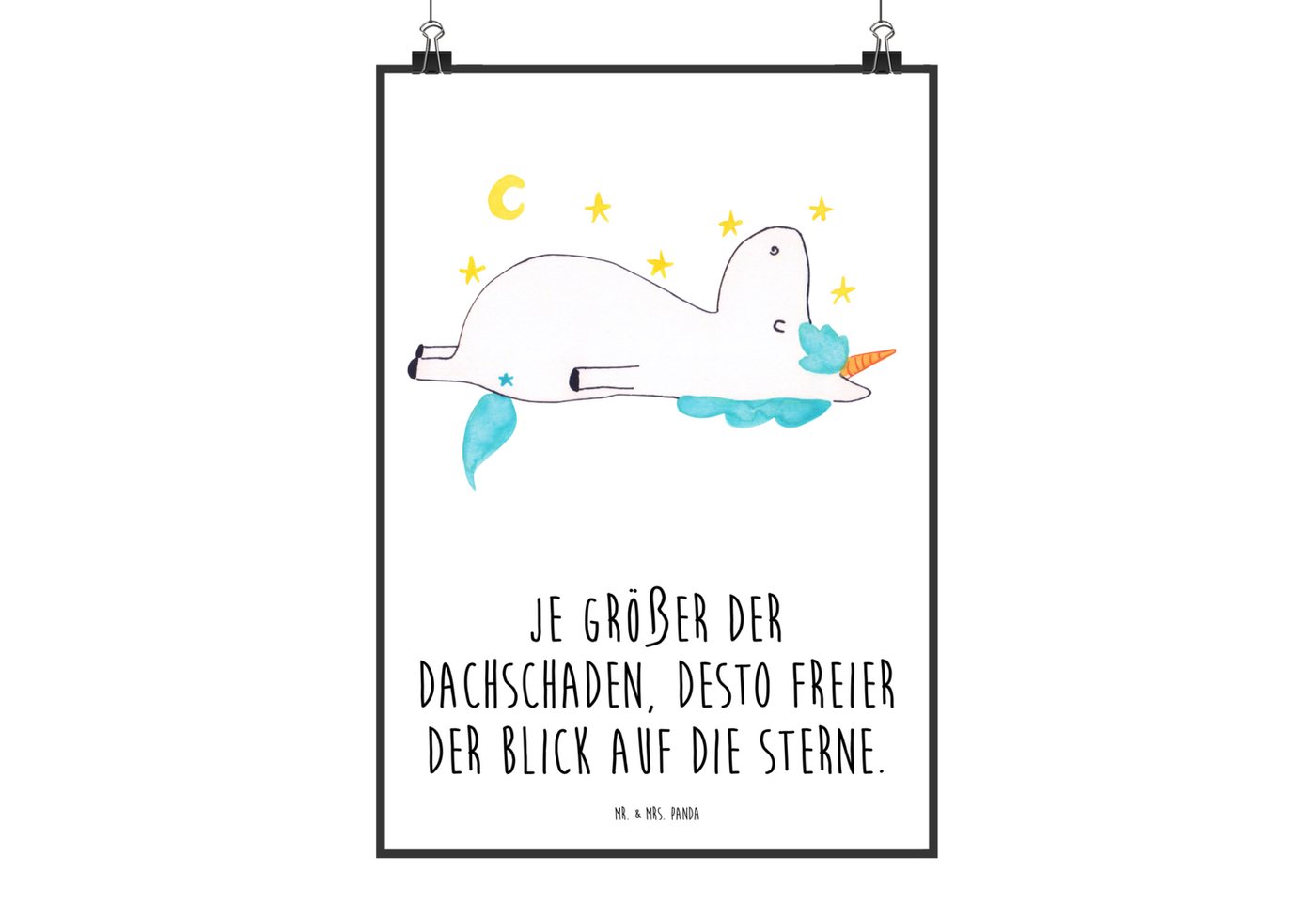 Mr. & Mrs. Panda Poster Einhorn Sternenhimmel DIN A1 - Weiß - Geschenk, Unicorn, Poster, Einh, Einhorn Sternenhimmel (Packung, 1 St), Lebendige Farben von Mr. & Mrs. Panda