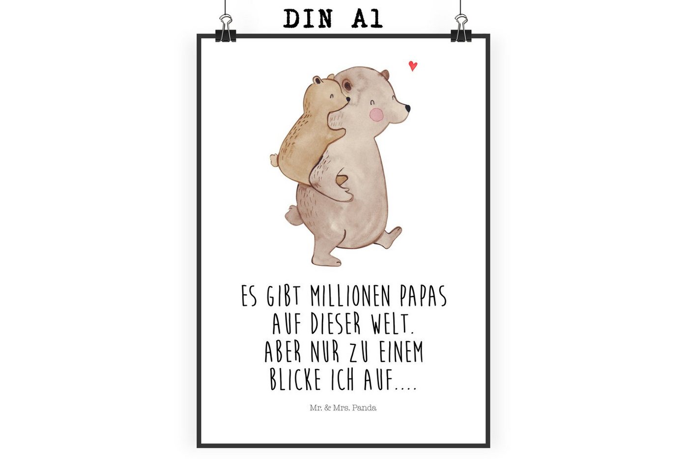 Mr. & Mrs. Panda Poster DIN A1 Papa Bär - Weiß - Geschenk, Kunstdruck, Vater, Vatertag, Schwe, Papa Bär (1 St), Brillanter Druck von Mr. & Mrs. Panda