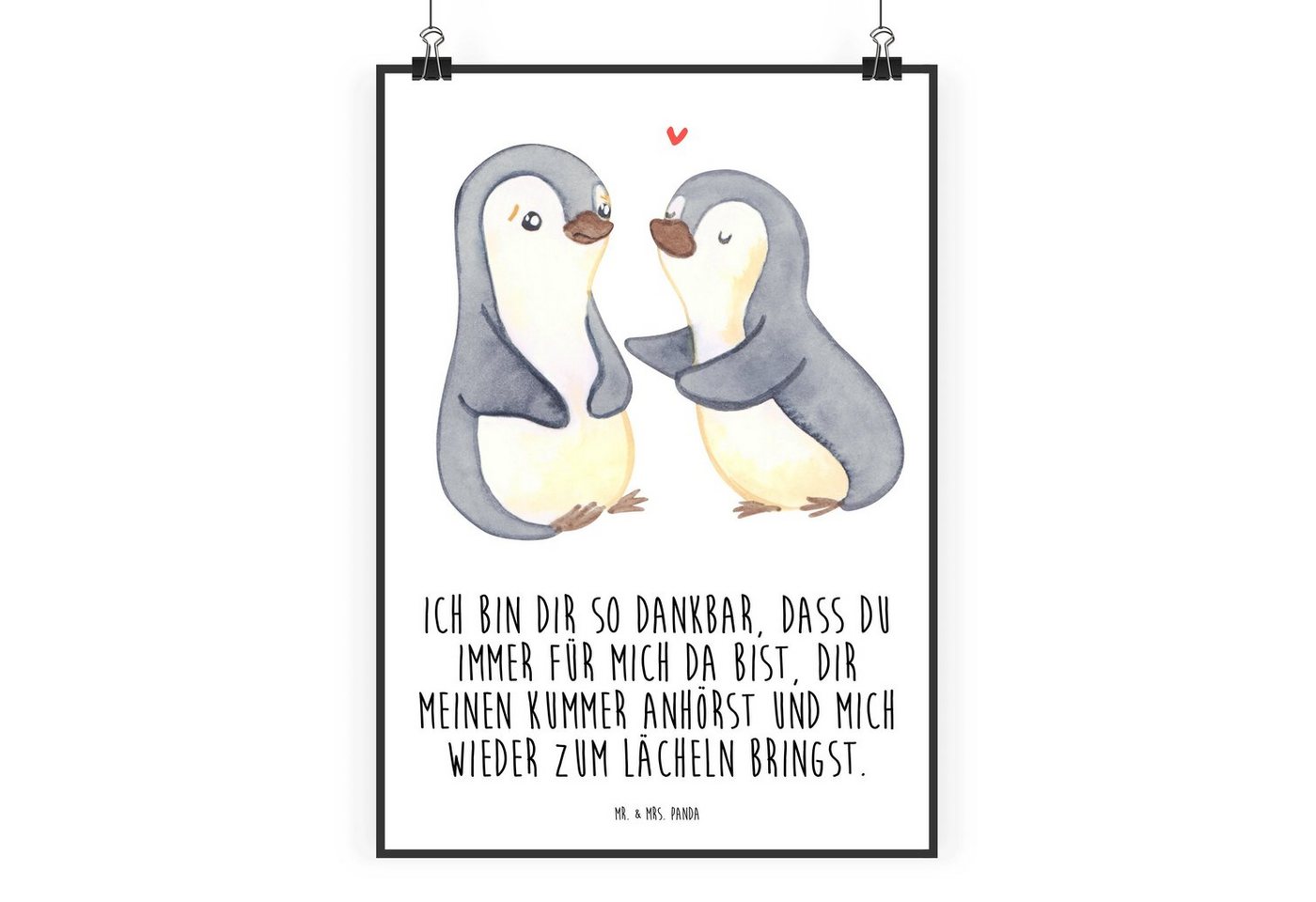 Mr. & Mrs. Panda Poster DIN A1 Pinguine trösten - Weiß - Geschenk, Hocheitstag, Raumdekoratio, Pinguine trösten (1 St), Lebendige Farben von Mr. & Mrs. Panda