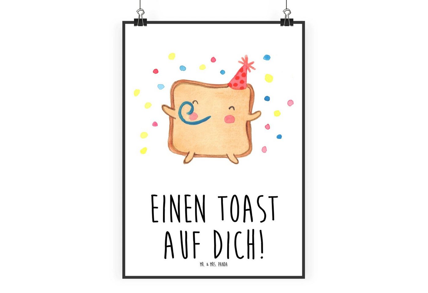 Mr. & Mrs. Panda Poster DIN A1 Toast Party - Weiß - Geschenk, Poster, Kunstdruck, Bild, Jahre, Toast Party (1 St), Handgemalte Motive von Mr. & Mrs. Panda