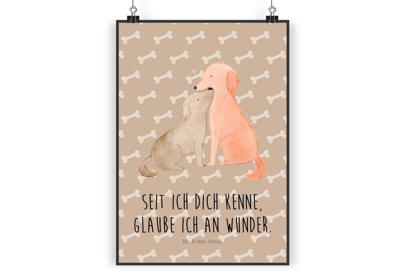 Mr. & Mrs. Panda Poster DIN A3 Hunde Liebe - Hundeglück - Geschenk, Kinderposter, Kuss, Hunde, Hunde Liebe (1 St), Edler Druck von Mr. & Mrs. Panda