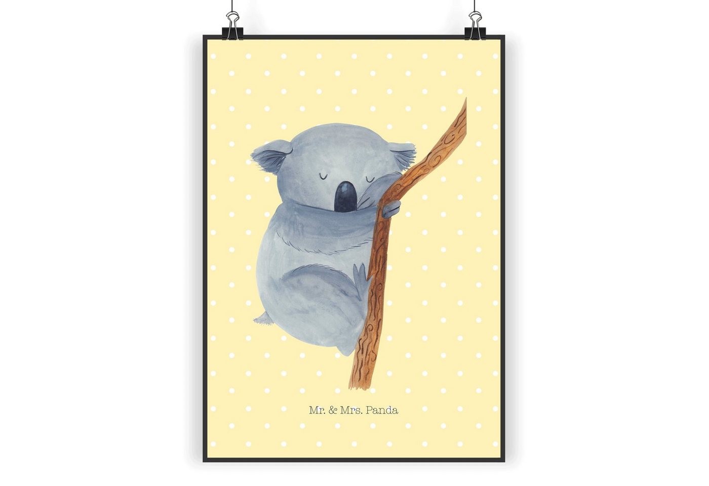 Mr. & Mrs. Panda Poster DIN A3 Koalabär - Gelb Pastell - Geschenk, Wanddeko Bild, süße Tiermo, Koalabär (1 St) von Mr. & Mrs. Panda