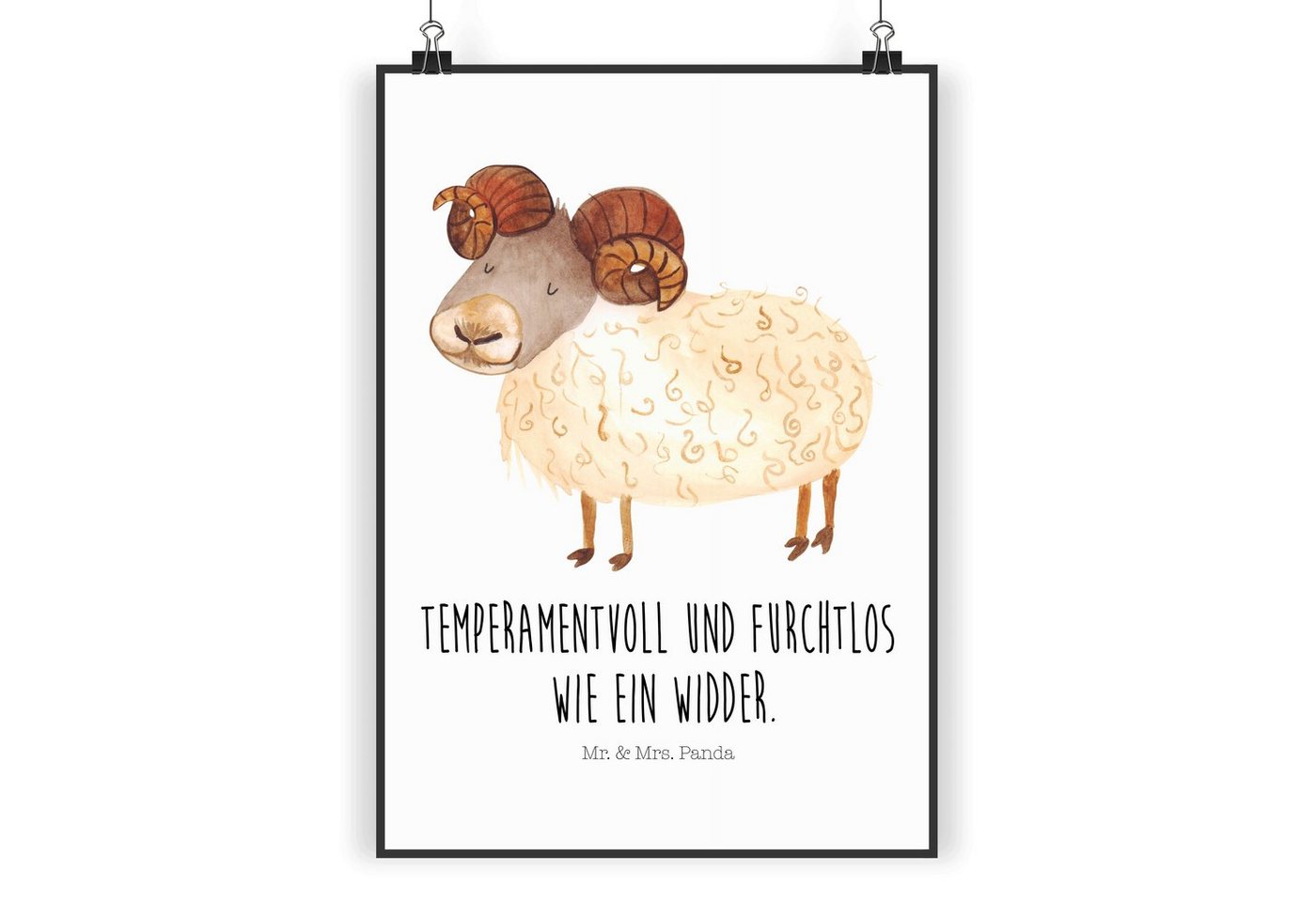 Mr. & Mrs. Panda Poster DIN A3 Sternzeichen Widder - Weiß - Geschenk, Geschenk März, Posterdr, Sternzeichen Widder (1 St) von Mr. & Mrs. Panda