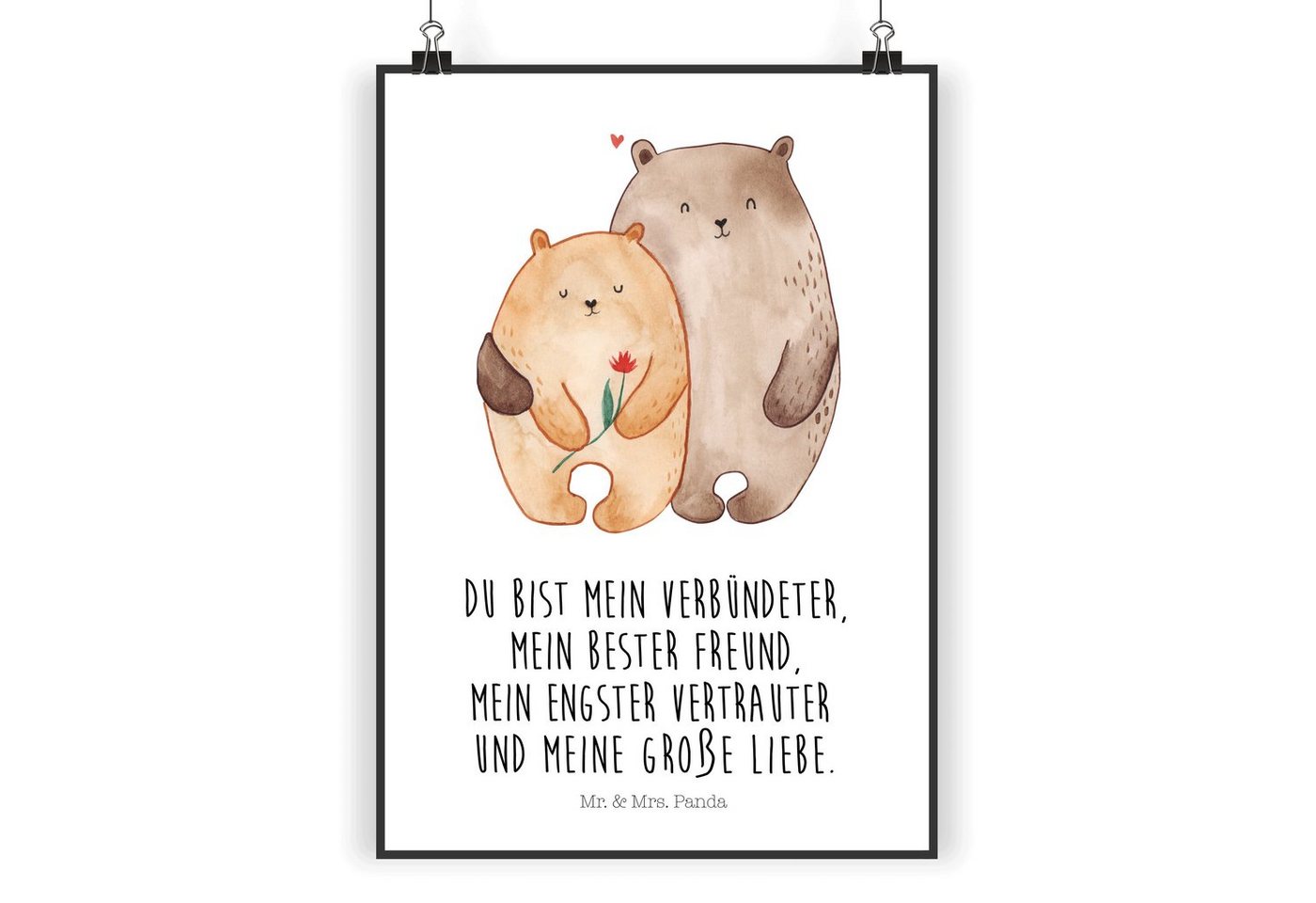 Mr. & Mrs. Panda Poster DIN A4 Bären Liebe - Weiß - Geschenk, Kunstdruck, Wanddeko, Umarmen, Bären Liebe (1 St) von Mr. & Mrs. Panda