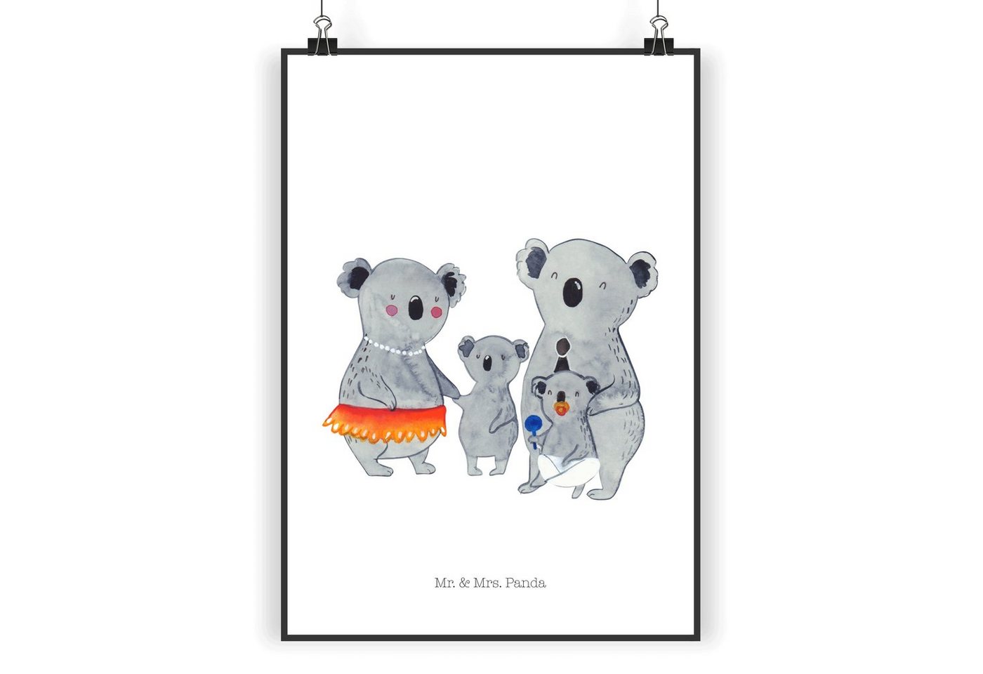 Mr. & Mrs. Panda Poster DIN A4 Koala Familie - Weiß - Geschenk, Wanddeko, Bild, Raumdekoratio, Koala Familie (1 St) von Mr. & Mrs. Panda