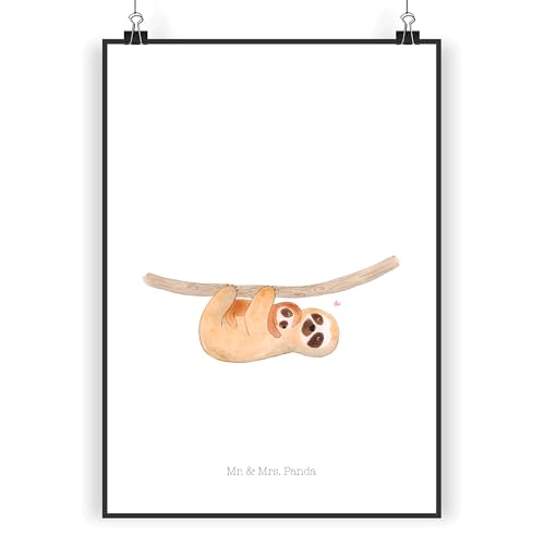 Mr. & Mrs. Panda DIN A5 Poster Faultier mit Kind - Geschenk, Mutter, Wanddeko Bild, Wandposter, Wanddeko, Kunstdruck, mom-life, Faultier Geschenk, von Mr. & Mrs. Panda