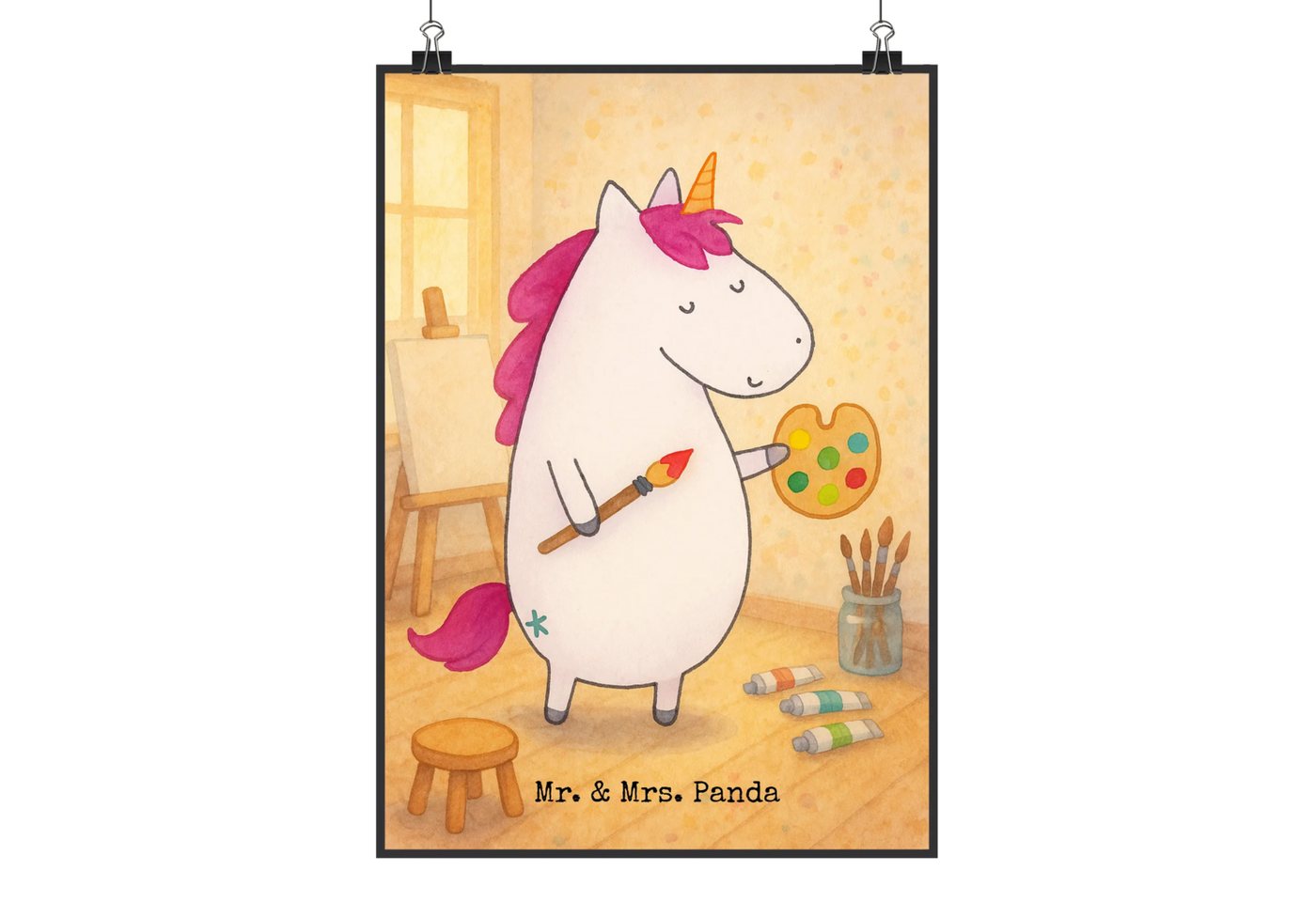 Mr. & Mrs. Panda Poster Einhorn Künstler Design DIN A0 - Weiß - Geschenk, Kinderposter, Poste, Einhorn Künstler (Packung, 1 St), Einzigartige Motive von Mr. & Mrs. Panda