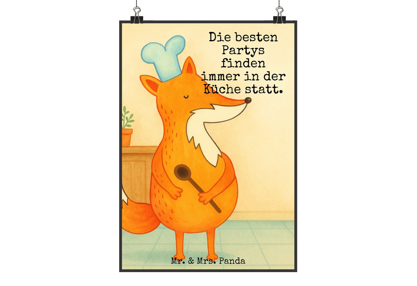Mr. & Mrs. Panda Poster Fuchs Koch Design DIN A0 - Weiß - Geschenk, Abendessen, Bäcker, poste, Fuchs Koch (Packung, 1 St), Inspiration von Mr. & Mrs. Panda