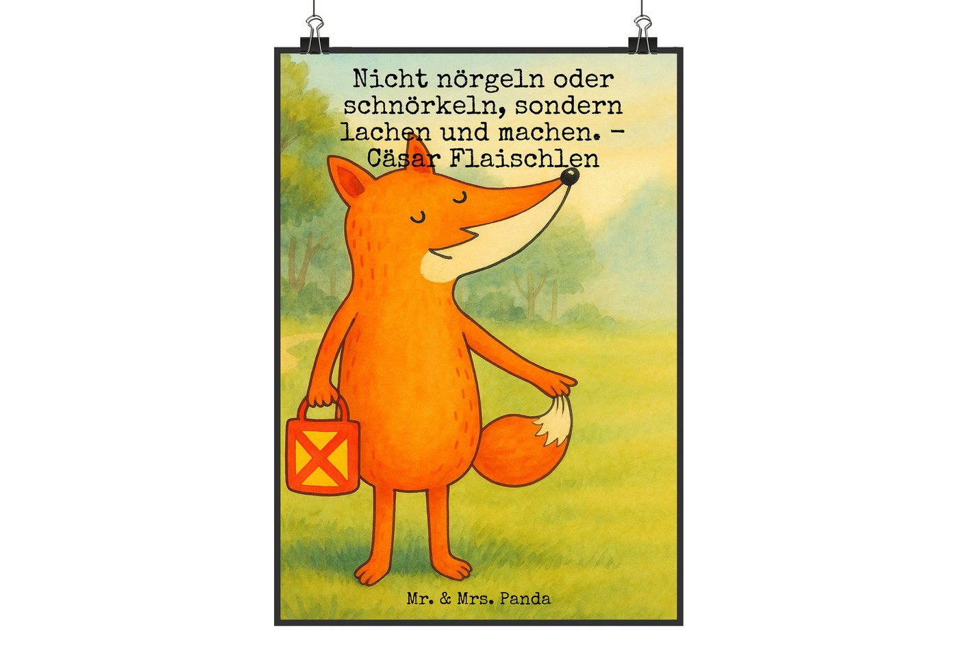 Mr. & Mrs. Panda Poster Fuchs Laterne Design, Poster DIN A5, Weiß, Deko Bild, Laternenumzug, Fuchs Laterne (Packung, 1 St) von Mr. & Mrs. Panda