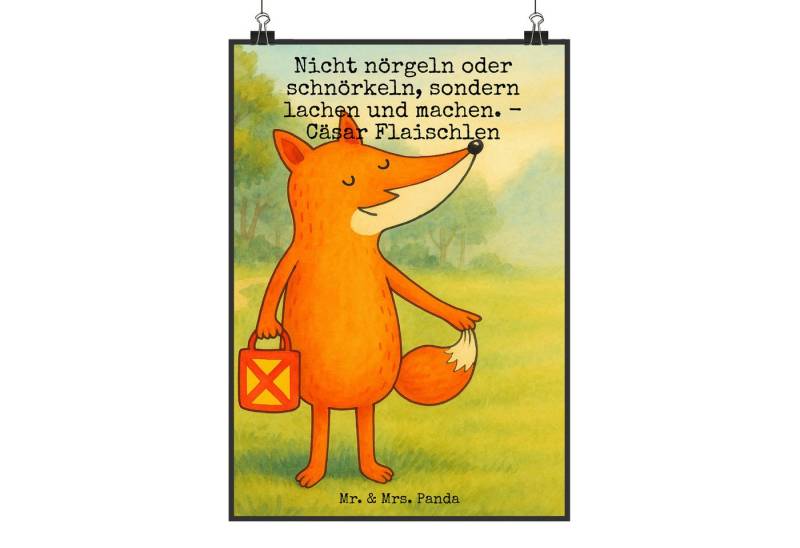 Mr. & Mrs. Panda Poster Fuchs Laterne Design, Poster DIN A5, Weiß, Deko Bild, Laternenumzug, Fuchs Laterne (Packung, 1 St) von Mr. & Mrs. Panda