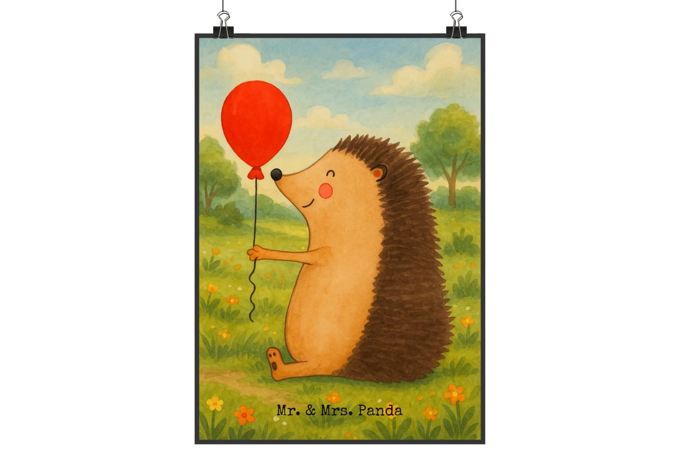 Mr. & Mrs. Panda Poster Igel Luftballon Design DIN A5 - Weiß - Geschenk, Poster, Wandposter, Igel mit Luftballon (Packung, 1 St), Lebendige Farben von Mr. & Mrs. Panda