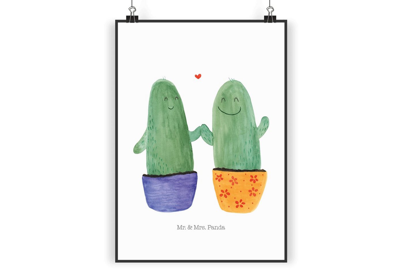 Mr. & Mrs. Panda Poster DIN A4 Kaktus Liebe - Weiß - Geschenk, Kakteensammlung, Freundschaft, Kaktus Liebe (1 St) von Mr. & Mrs. Panda