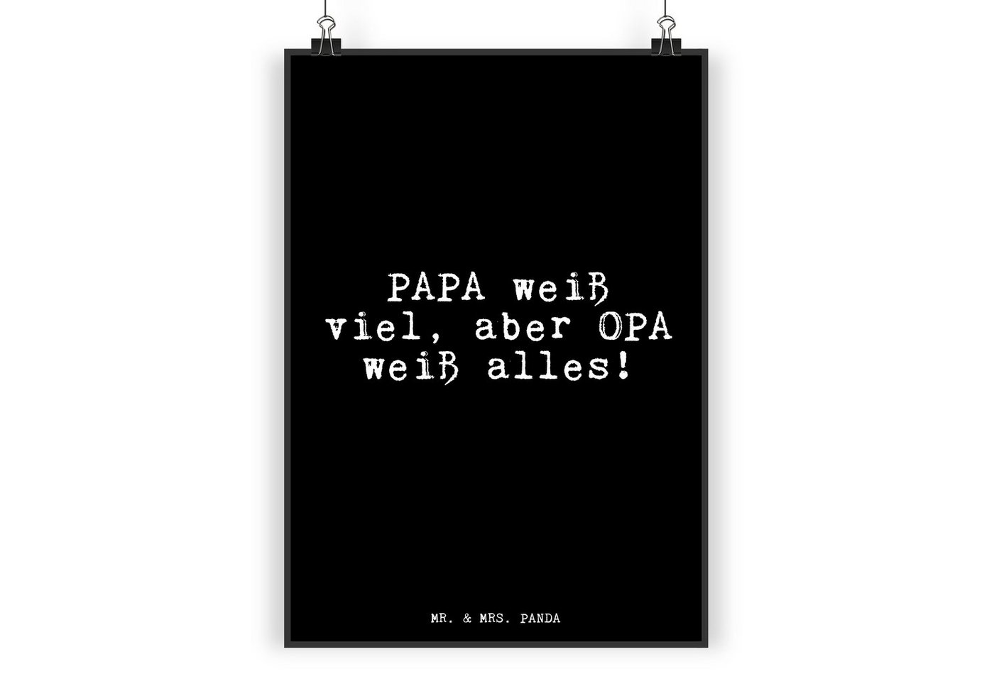 Mr. & Mrs. Panda Poster DIN A5 PAPA weiß viel, aber... - Schwarz - Geschenk, Geschenke für Mä, Fun Talk (1 St) von Mr. & Mrs. Panda