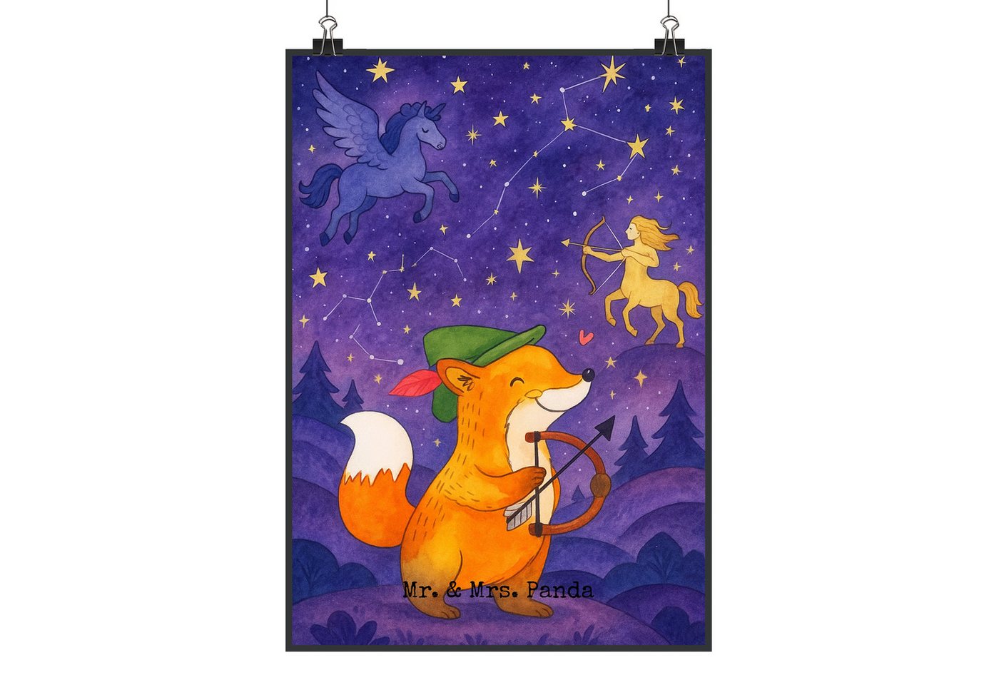Mr. & Mrs. Panda Poster Schütze Astrologie Design DIN A3 - Weiß - Geschenk, Poster, Geburtsta, Schütze Astrologie (Packung, 1 St), Wohlfühloase von Mr. & Mrs. Panda