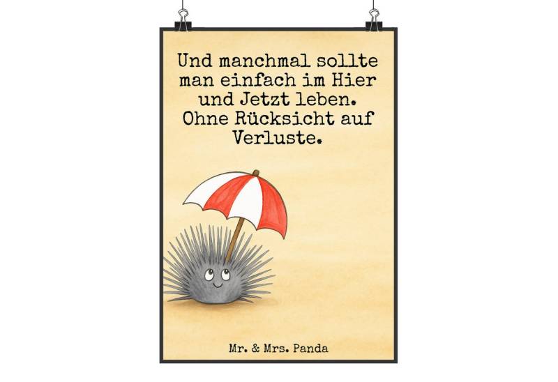 Mr. & Mrs. Panda Poster Seeigel Design DIN A2 - Weiß - Geschenk, Poster, Wanddeko, Selbstlieb, Seeigel (Packung, 1 St), Lebendige Farben von Mr. & Mrs. Panda