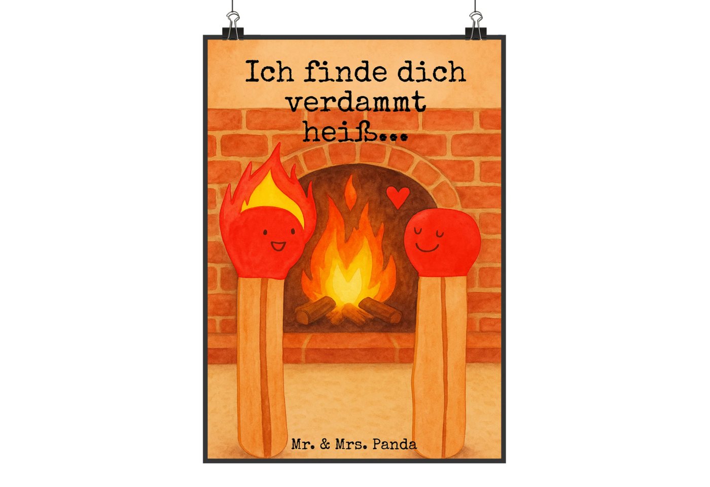 Mr. & Mrs. Panda Poster Streichhölzer Design DIN A5 - Weiß - Geschenk, Mr. & Mrs. Panda Poste, Streichhölzer (Packung, 1 St), Einfache Dekoration von Mr. & Mrs. Panda