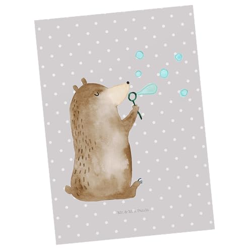 Mr. & Mrs. Panda Postkarte Bär Seifenblasen - Geschenk, Geschenkkarte, Grußkarte, Seifenblasen Bär Lustig Sein Glücklich Traurig Happy, Dankeskarte, von Mr. & Mrs. Panda