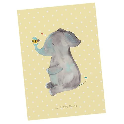 Mr. & Mrs. Panda Postkarte Elefant & Biene - Geschenk, Jahrestag, Einladungskarte, Gute Laune, Heiratsantrag, Tiermotive, lustige Sprüche, von Mr. & Mrs. Panda