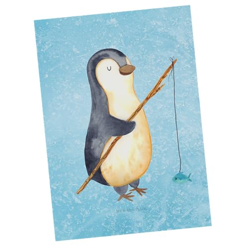 Mr. & Mrs. Panda Postkarte Pinguin Angler - Geschenk, Tagesplan, Angel, Ansichtskarte, Angeln, Einladung, Grußkarte, Fischer, Geschenkkarte, von Mr. & Mrs. Panda