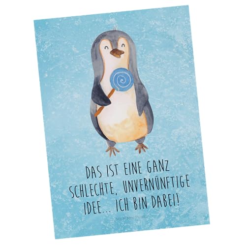 Mr. & Mrs. Panda Postkarte Pinguin Lolli - Geschenk, Süßigkeiten, Grußkarte, Rabauke, niedlich, Pinguine, Geburtstagskarte, Spruch, Ansichtskarte, von Mr. & Mrs. Panda