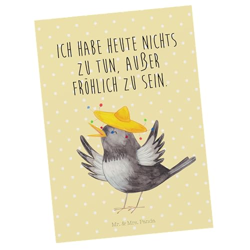 Mr. & Mrs. Panda Postkarte Rabe mit Sombrero - Geschenk, Ansichtskarte, Tiermotive, Tiere, lustige Sprüche, Geschenkkarte, froh, Geburtstagskarte, von Mr. & Mrs. Panda