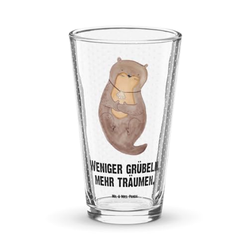 Mr. & Mrs. Panda Premium Trinkglas Otter mit Muschelmedaillon - Geschenk, Bierglas, Pint Glas, grübeln, Cocktail Glas, träumen, Motivation, von Mr. & Mrs. Panda