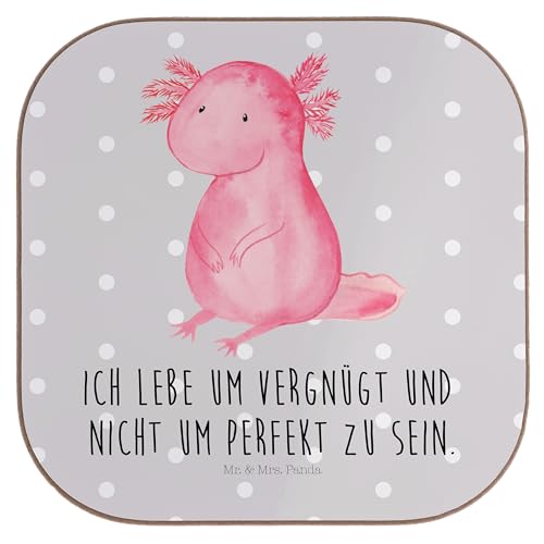 Mr. & Mrs. Panda Quadratische Untersetzer Axolotl - Geschenk, fröhlich, Untersetzer Gläser, Liebe, Getränkeuntersetzer, Lebensweisheit, Bierdeckel, von Mr. & Mrs. Panda