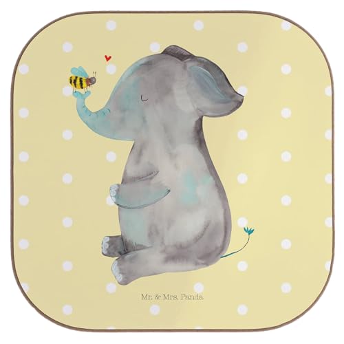 Mr. & Mrs. Panda Untersetzer Elefant Biene - Geschenk, Untersetzer Gläser, Tiermotive, Bierdeckel, lustige Sprüche, Holzuntersetzer, Korkuntersetzer, von Mr. & Mrs. Panda