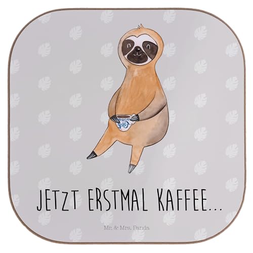 Mr. & Mrs. Panda Quadratische Untersetzer Faultier Kaffee - Geschenk, Getränkeuntersetzer, Faultier Geschenk, Bierdeckel, Faultier Deko, Untersetzer von Mr. & Mrs. Panda