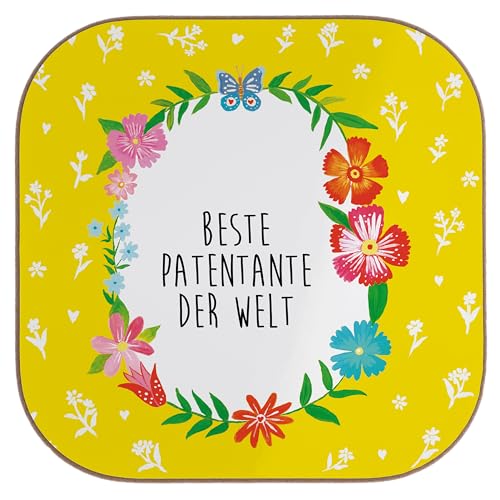 Mr. & Mrs. Panda Quadratische Untersetzer Patentante - Geschenk, Neffe, Untersetzer Gläser, Nichte, Bierdeckel, Glasuntersetzer, Getränkeuntersetzer, von Mr. & Mrs. Panda