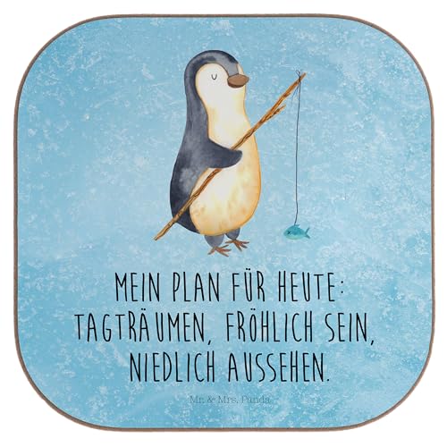 Mr. & Mrs. Panda Quadratische Untersetzer Pinguin Angler - Geschenk, Neustart, Geschenkidee, Untersetzer Gläser, Bierdeckel, Freundinnen, Fischer, von Mr. & Mrs. Panda