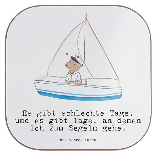 Mr. & Mrs. Panda Quadratische Untersetzer Segeln Tage - Geschenk, Auszeichnung, Segeltörn, Sportart, Bierdeckel, Segelschule, von Mr. & Mrs. Panda